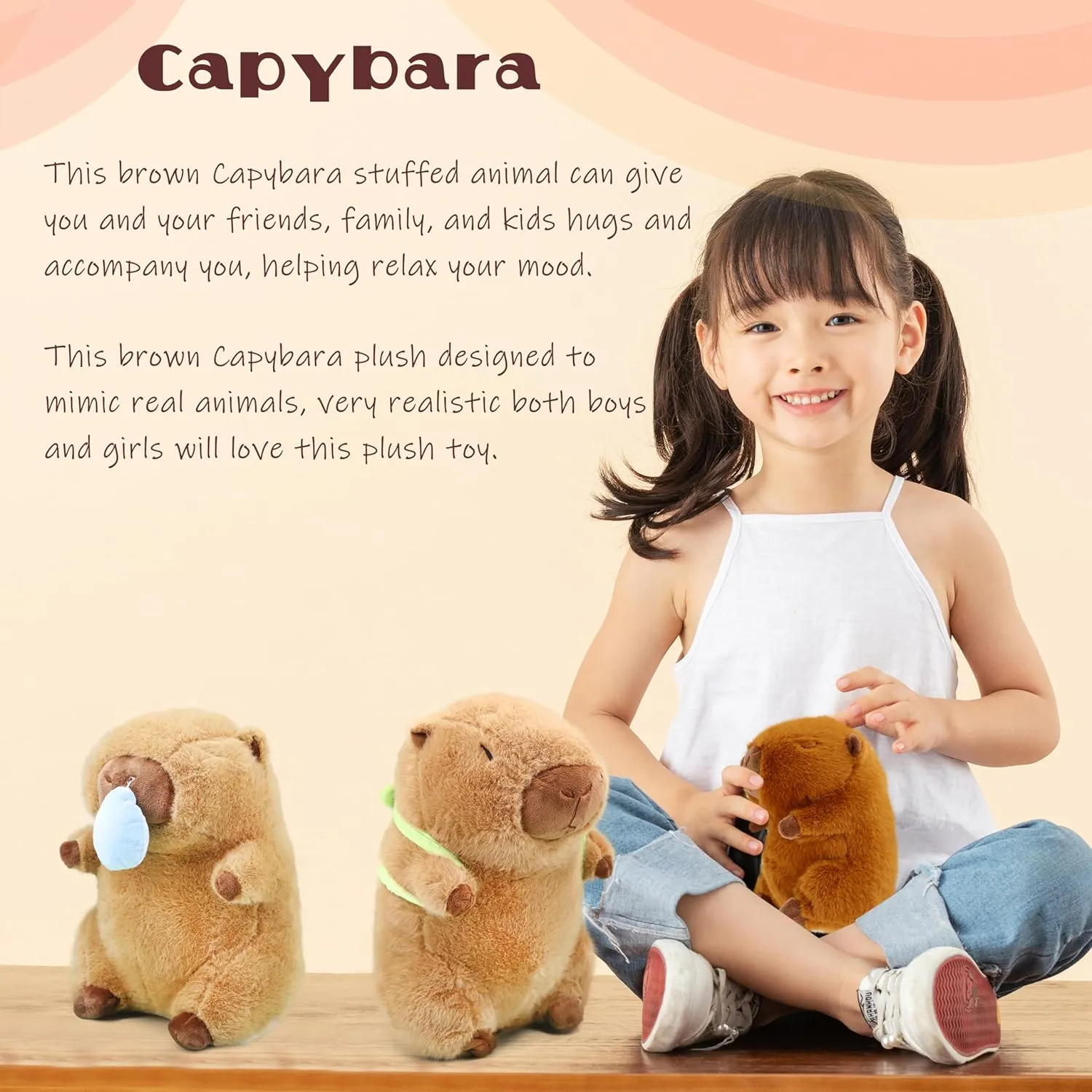 TXDRRA Cute Capybara Plush Toy, Soft Brown Capybara Plushie, Gifts for Boys and Girls
