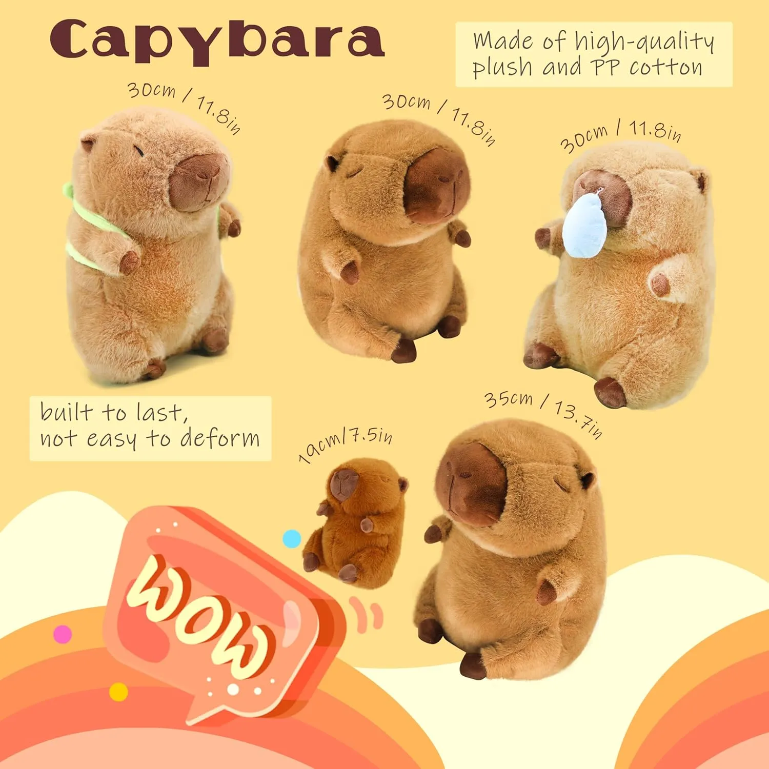 TXDRRA Cute Capybara Plush Toy, Soft Brown Capybara Plushie, Gifts for Boys and Girls