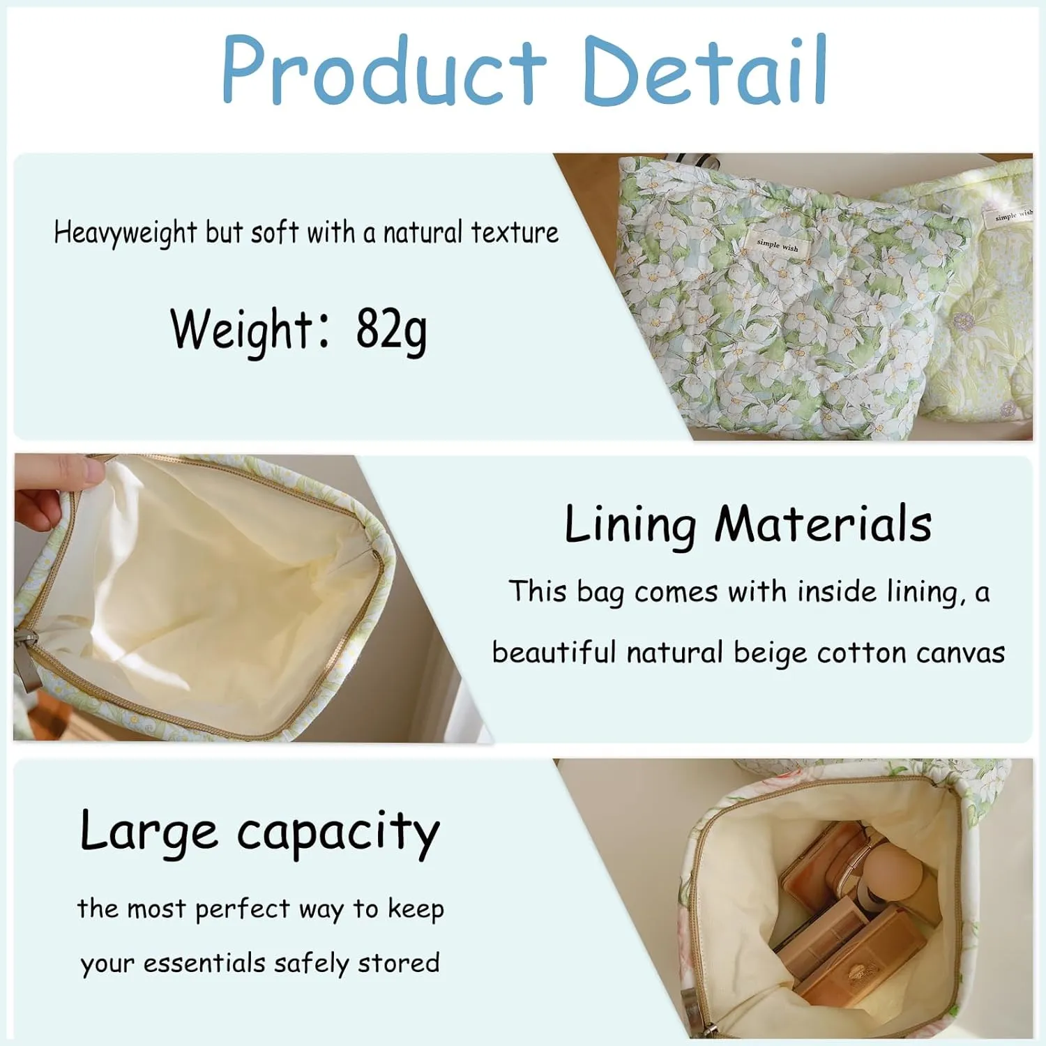 uekeboag Quilted Floral Cotton Makeup Pouch,Coquette Quilted Cosmetic Bag for Women and Girls, Aesthetic Organizer Bag, Flower Cute Travel Toiletry Bags(09 Purple and Pink)