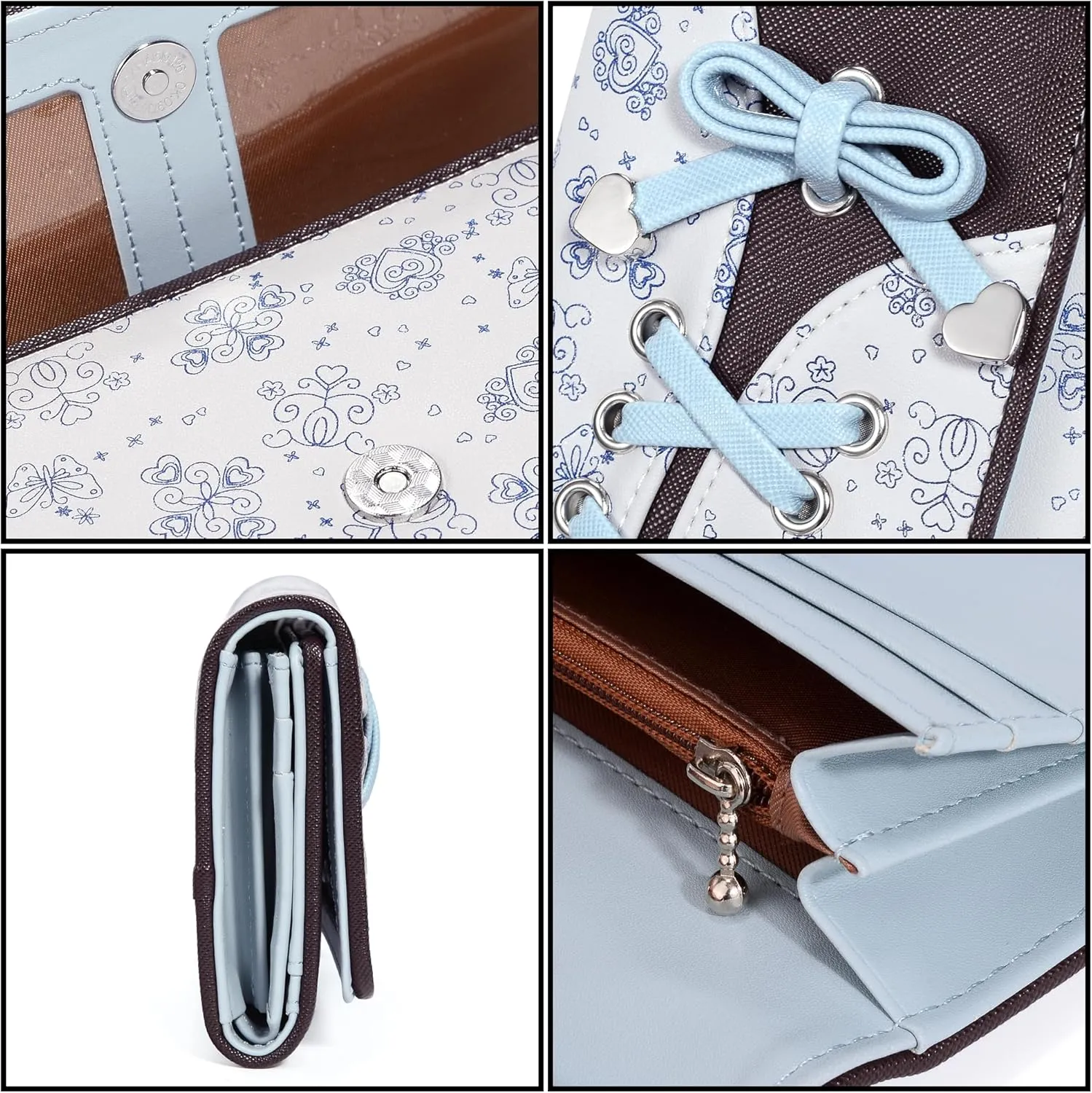 UTO RFID Wallet for Women Large Capacity PU Leather Card Holder Phone Case Zipper Pocket Purse Clutch