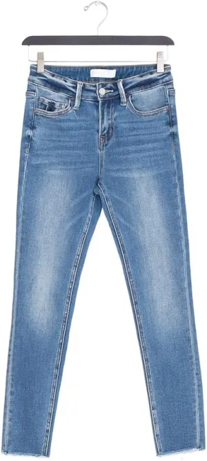VERVET by Flying Monkey Blue Denim Cropped Skinny Jeans Distressed Mid-Rise