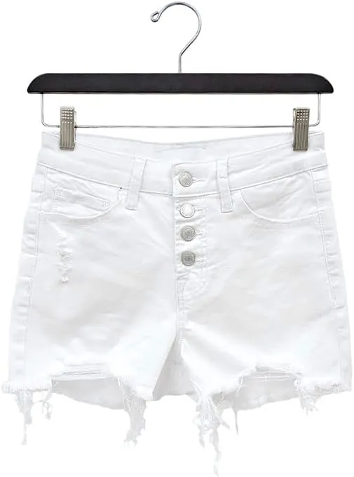 VERVET by Flying Monkey Distressed White Denim Shorts Mid-Rise