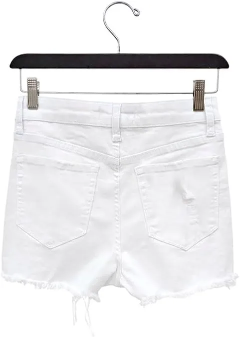 VERVET by Flying Monkey Distressed White Denim Shorts Mid-Rise