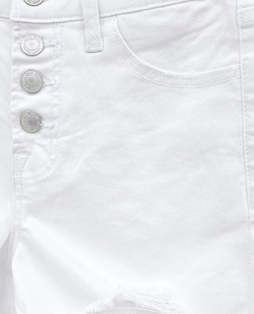 VERVET by Flying Monkey Distressed White Denim Shorts Mid-Rise
