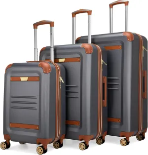 Vintage 3 Piece Expandable Hard Spinner Luggage Set