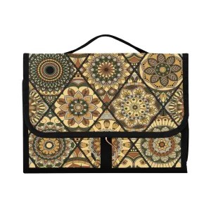 Vintage Tribal Mandala Flowers Islam, Arabic, Indian, Ottoman Motifs 1 PC Hanging Toiletry Wash bag Portable Makeup Organizer Brush Storage Case Portable Travel Cosmetic with Hook