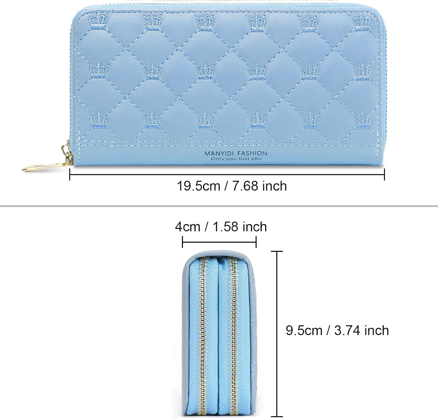 Wallet for Women RFID Blocking Leather Credit Card Holder with Double Zipper Large Capacity Phone Wristlet Purse