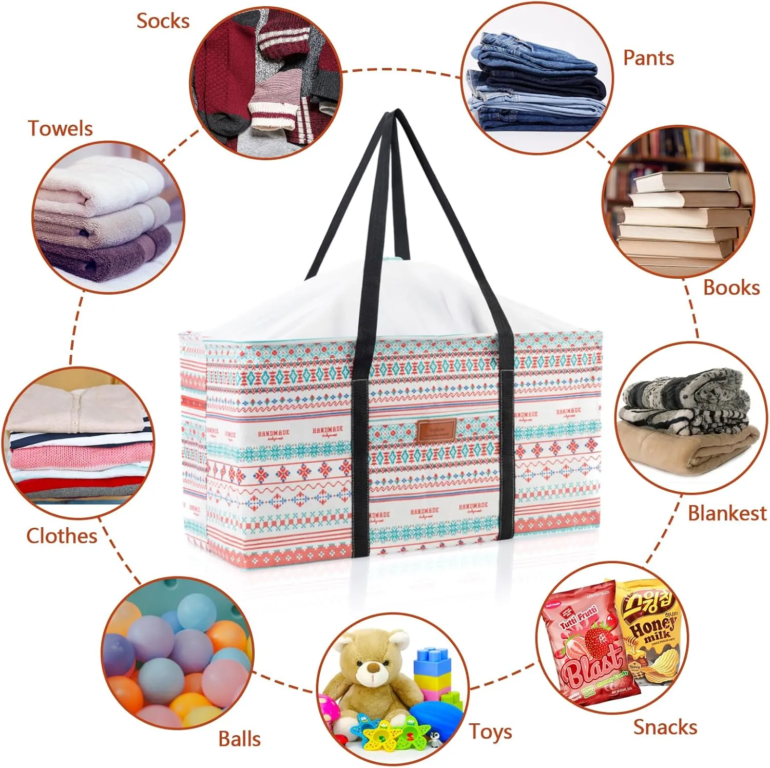 Waterproof Car Trunk Organizer Large Drawstring SUV Trunk Storage Organizer Collapsible Truck Bag Two pockets Long Strap Car Trunk Organizer for camping (Car Trunk Organizer-005)