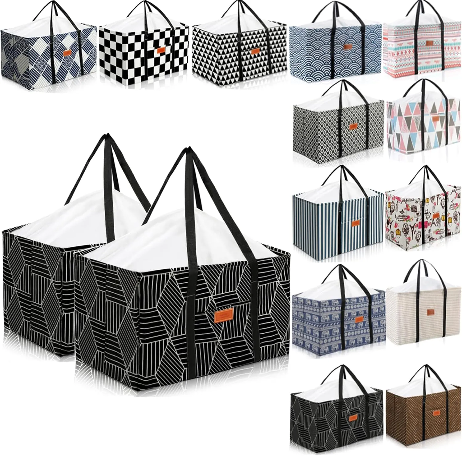 Waterproof Car Trunk Organizer Large Drawstring SUV Trunk Storage Organizer Collapsible Truck Bag Two pockets Long Strap Car Trunk Organizer for camping (Car Trunk Organizers-018)