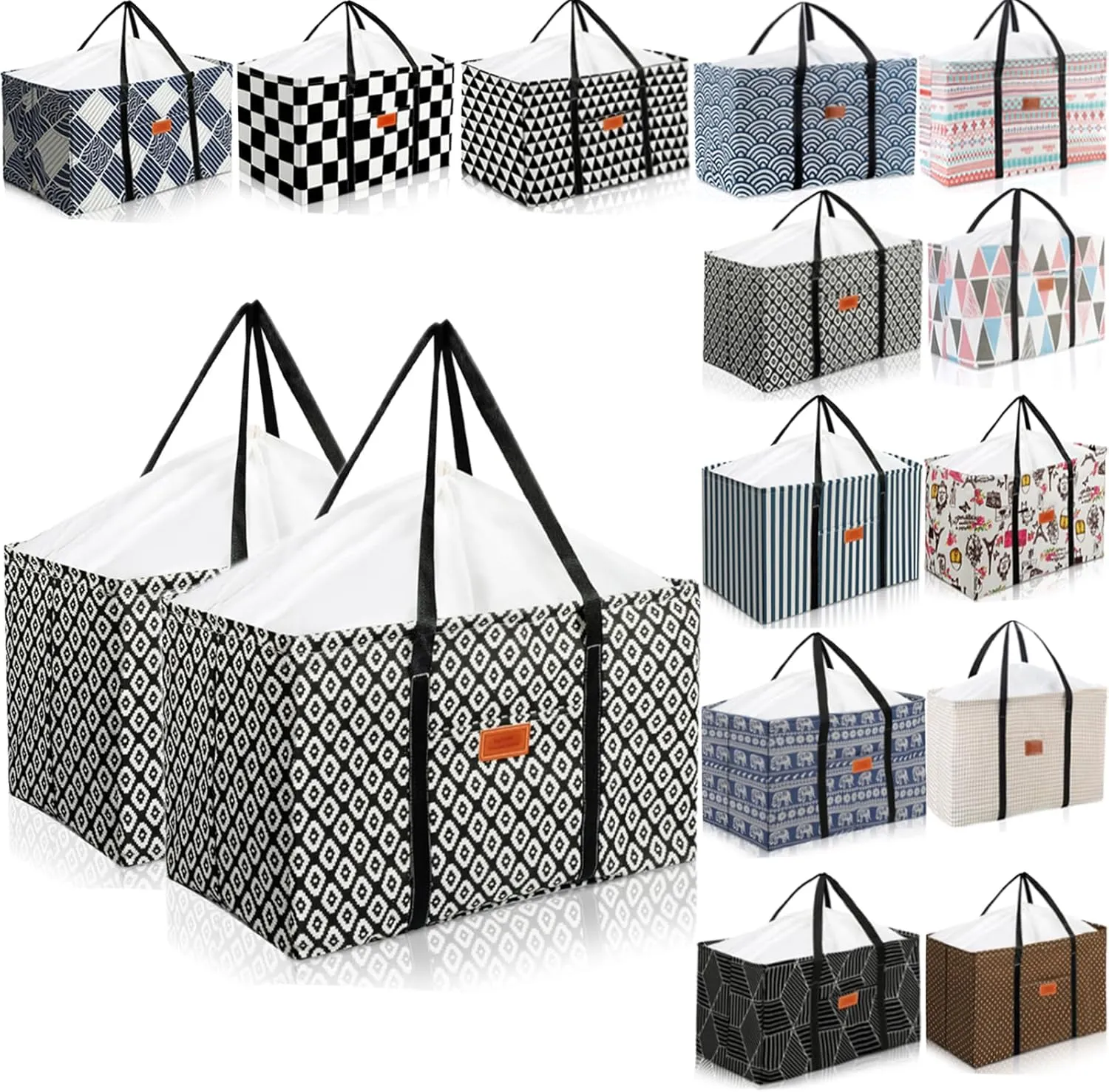 Waterproof Car Trunk Organizer Large Drawstring SUV Trunk Storage Organizer Collapsible Truck Bag Two pockets Long Strap Car Trunk Organizer for camping (Trunk Organizers-002)