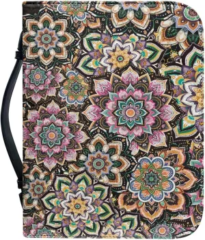 Western Aztec Printed Bible Cover for Women Girls Waterproof Church Pouch Bible Protective Bible Cover Carrying Bag Portable Top Handle Zipper Tote Bag,Bible Bag with Multi-Pocket