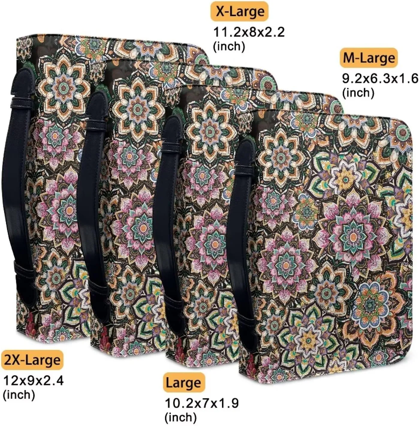 Western Aztec Printed Bible Cover for Women Girls Waterproof Church Pouch Bible Protective Bible Cover Carrying Bag Portable Top Handle Zipper Tote Bag,Bible Bag with Multi-Pocket