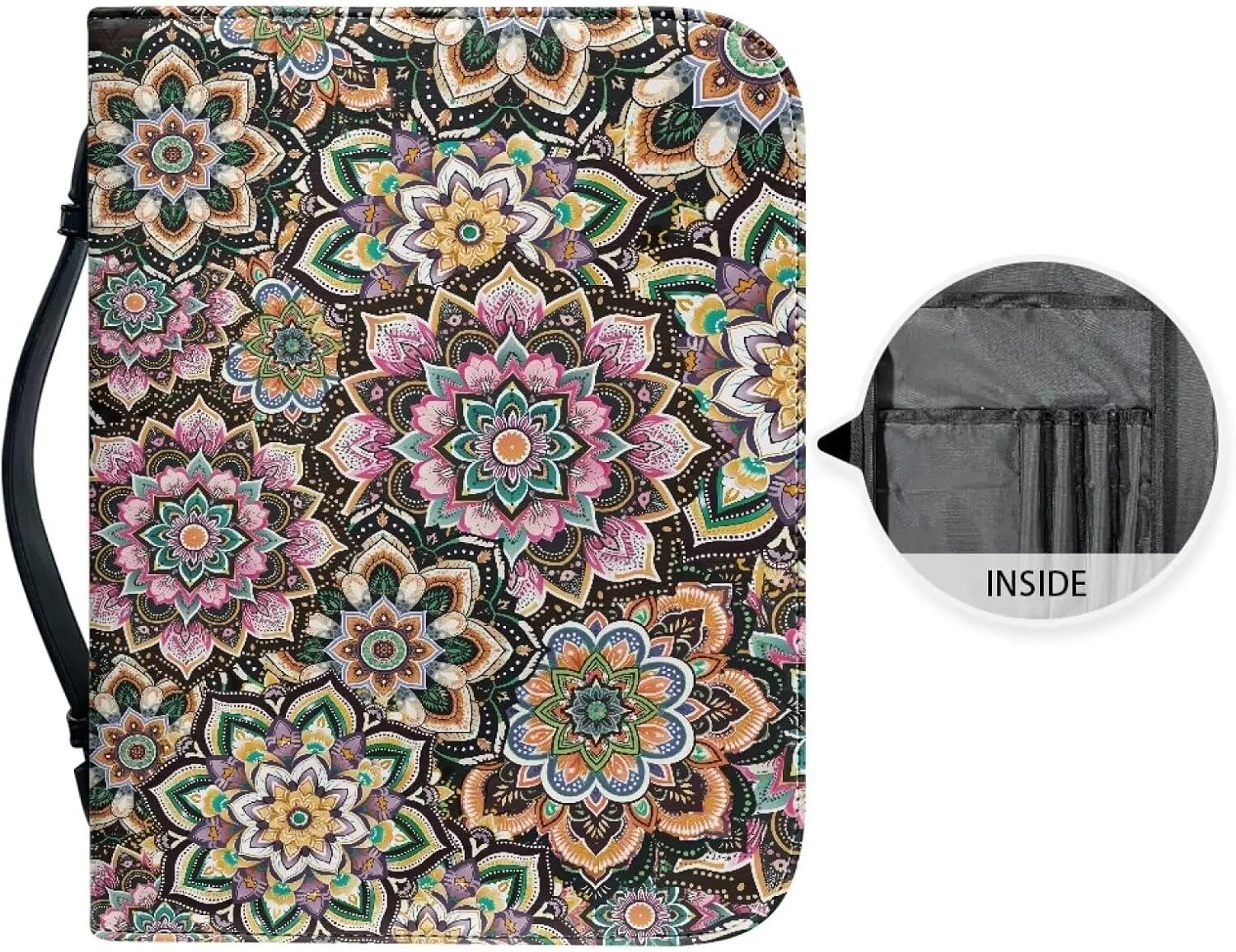 Western Aztec Printed Bible Cover for Women Girls Waterproof Church Pouch Bible Protective Bible Cover Carrying Bag Portable Top Handle Zipper Tote Bag,Bible Bag with Multi-Pocket