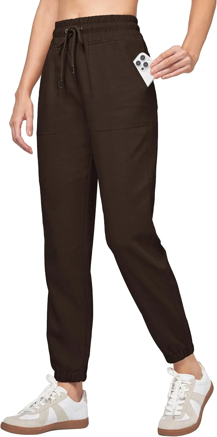 Willit Women Linen Pants Joggers Casual Lightweight Lounge Cotton Linen Travel Beach Summer Pants with Pockets 28"