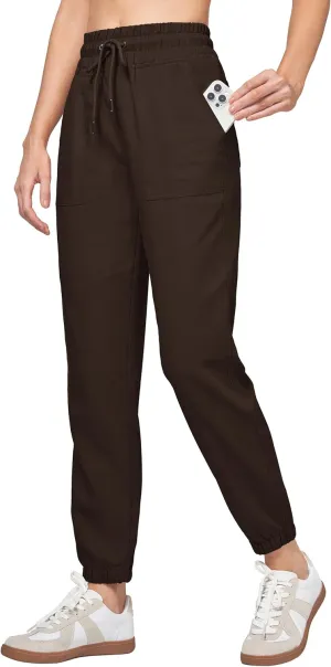 Willit Women Linen Pants Joggers Casual Lightweight Lounge Cotton Linen Travel Beach Summer Pants with Pockets 28"