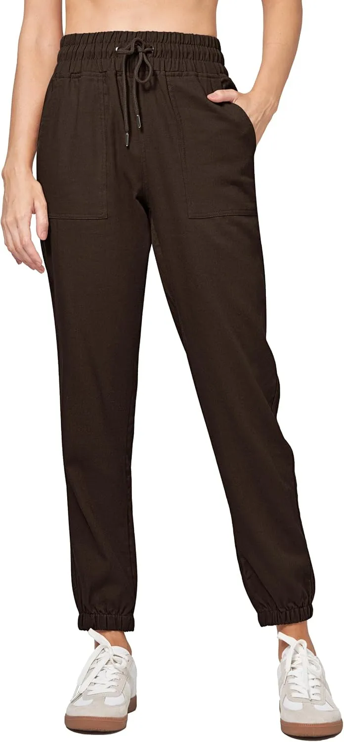 Willit Women Linen Pants Joggers Casual Lightweight Lounge Cotton Linen Travel Beach Summer Pants with Pockets 28"