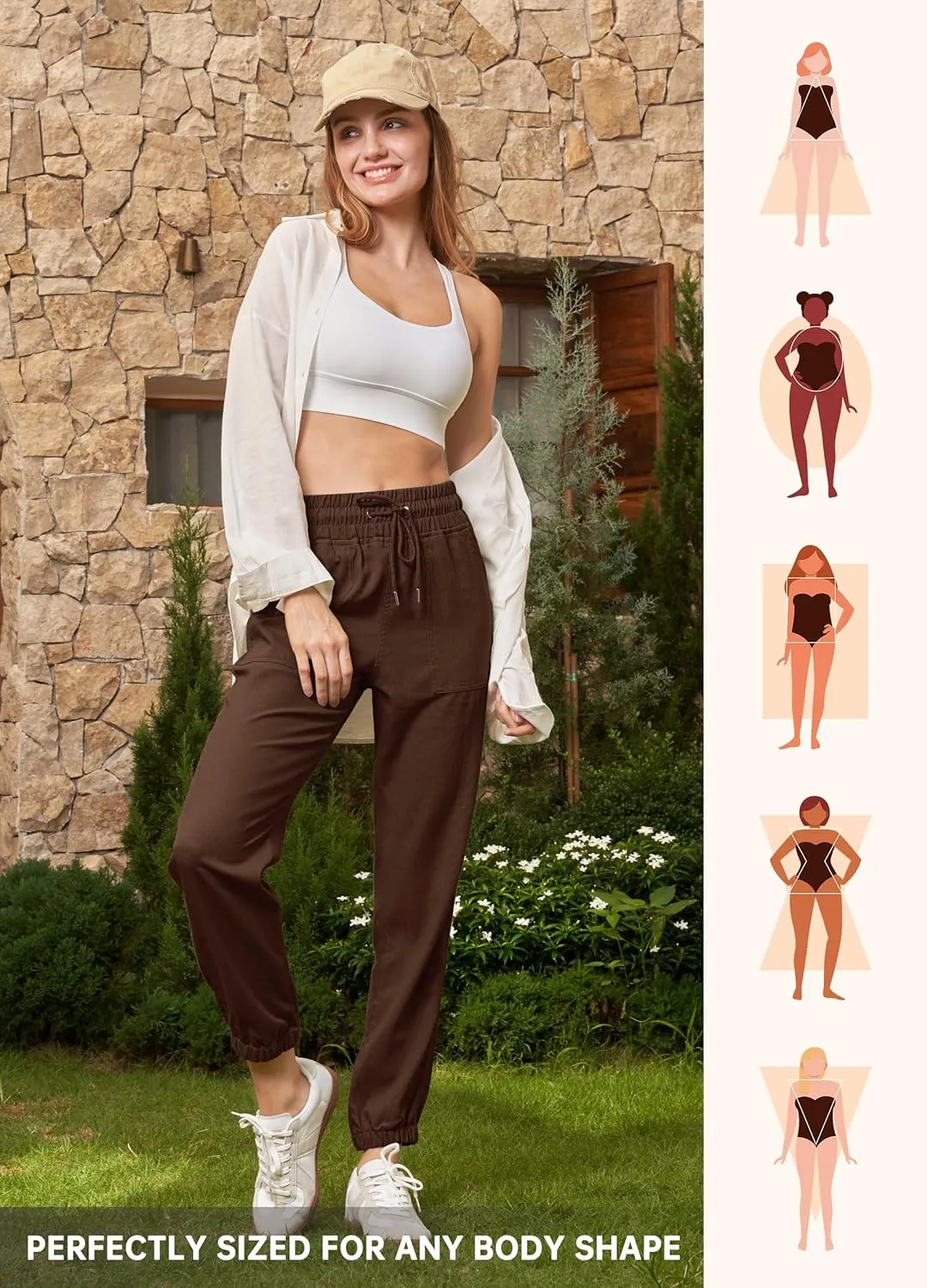 Willit Women Linen Pants Joggers Casual Lightweight Lounge Cotton Linen Travel Beach Summer Pants with Pockets 28"