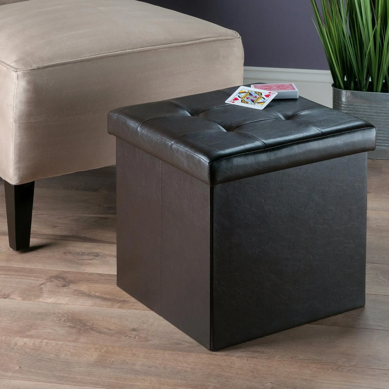 Winsome Furniture piece Ashford Ottoman with Storage Faux Leather, Espresso