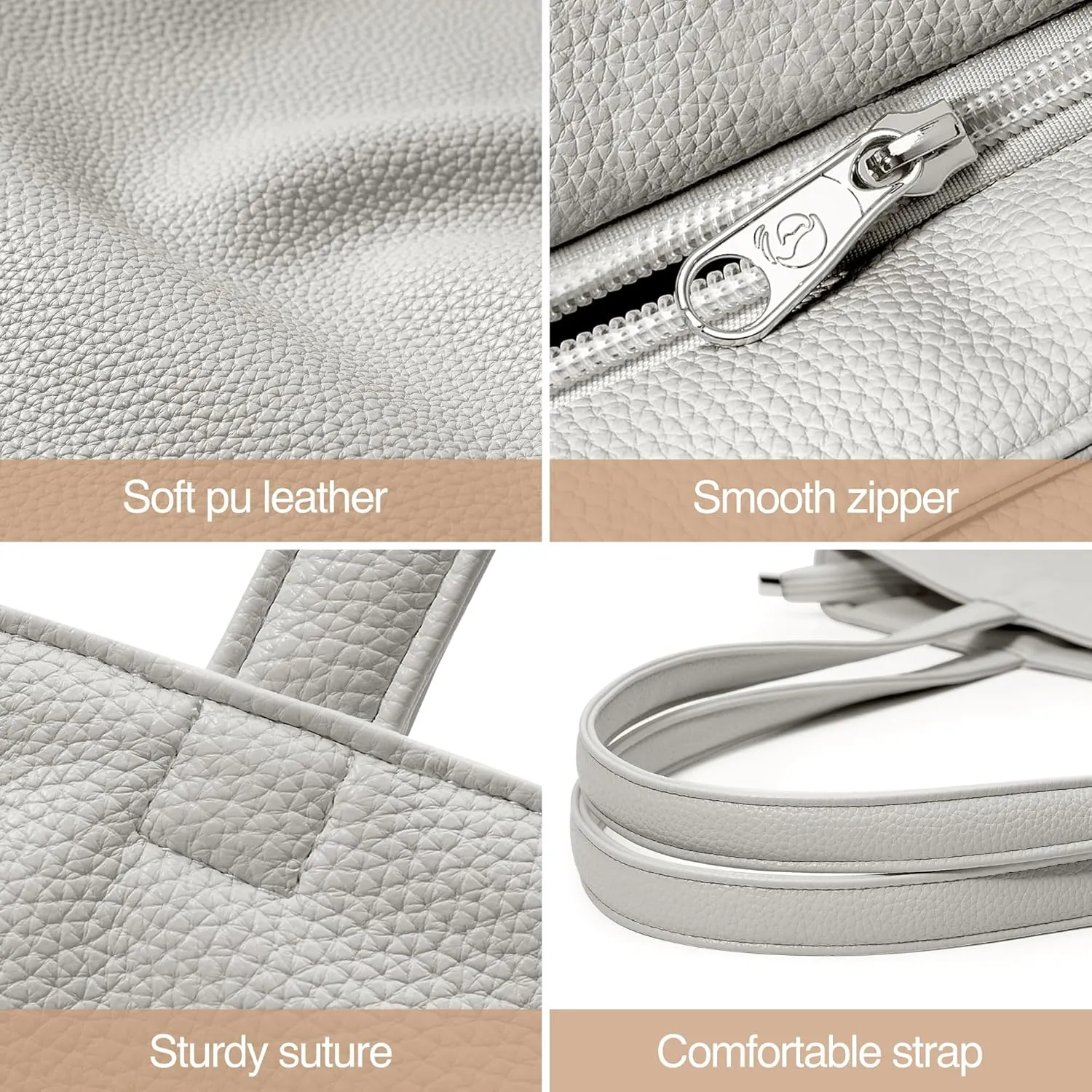 WLLWOO WLLWOO Soft PU Leather Tote Bag for Women Large Casual Hobo Handbags with Zipper Shoulder Work Bag Travel Purse