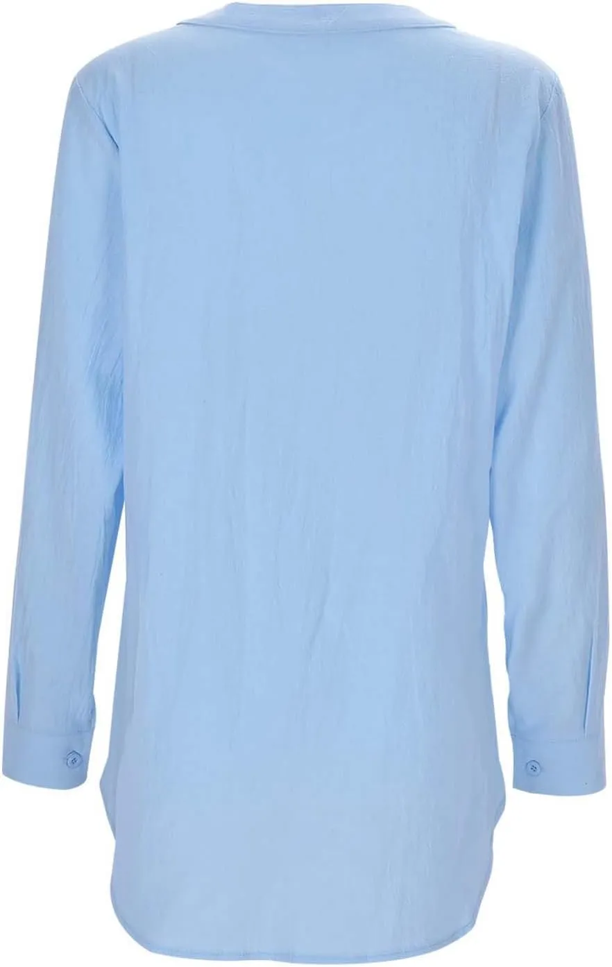 Women Button Down Linen Shirts Roll Up Sleeve 3/4 Sleeve Summer Tops Loose Fit Casual V Neck Blouse 2025 Trendy Outfit