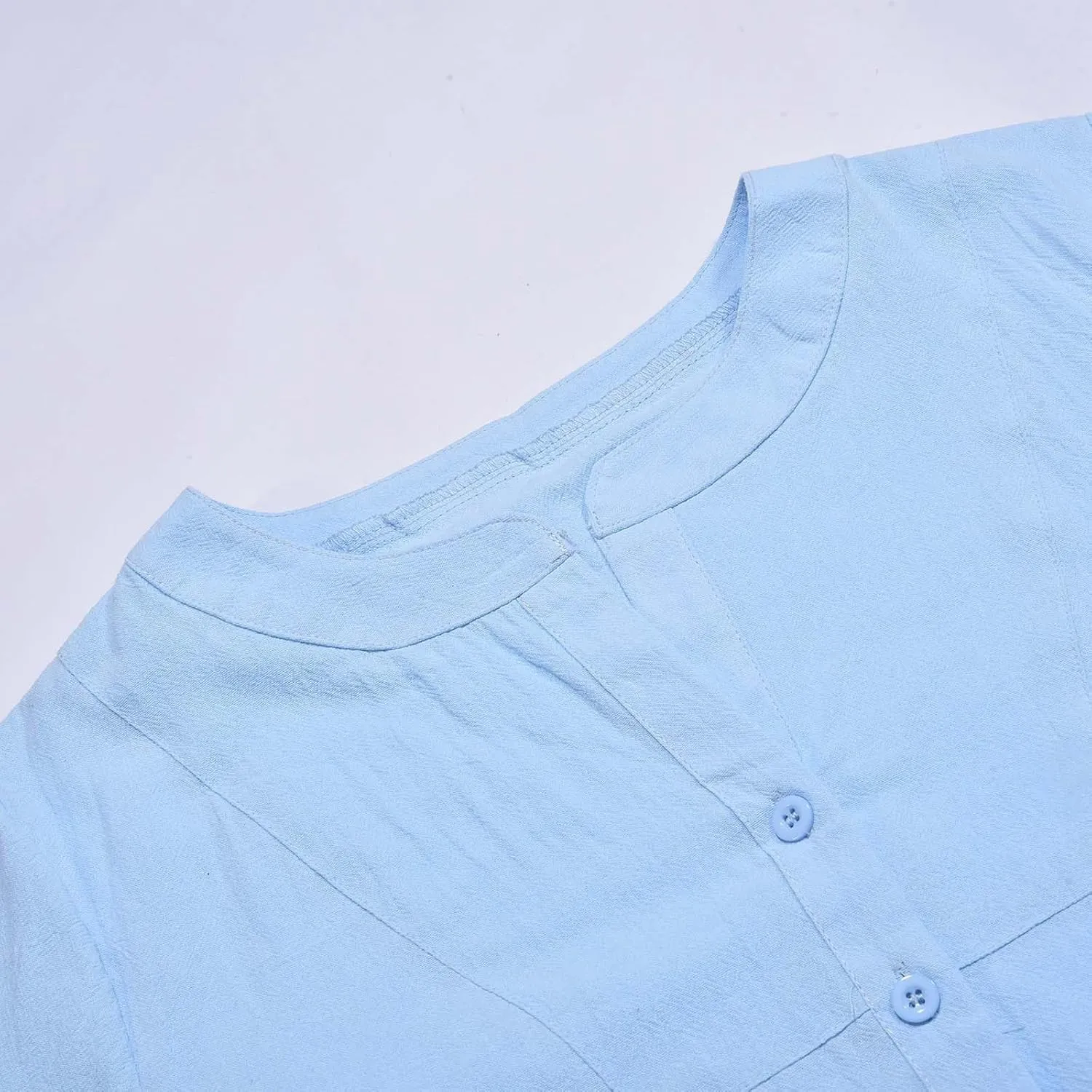Women Button Down Linen Shirts Roll Up Sleeve 3/4 Sleeve Summer Tops Loose Fit Casual V Neck Blouse 2025 Trendy Outfit