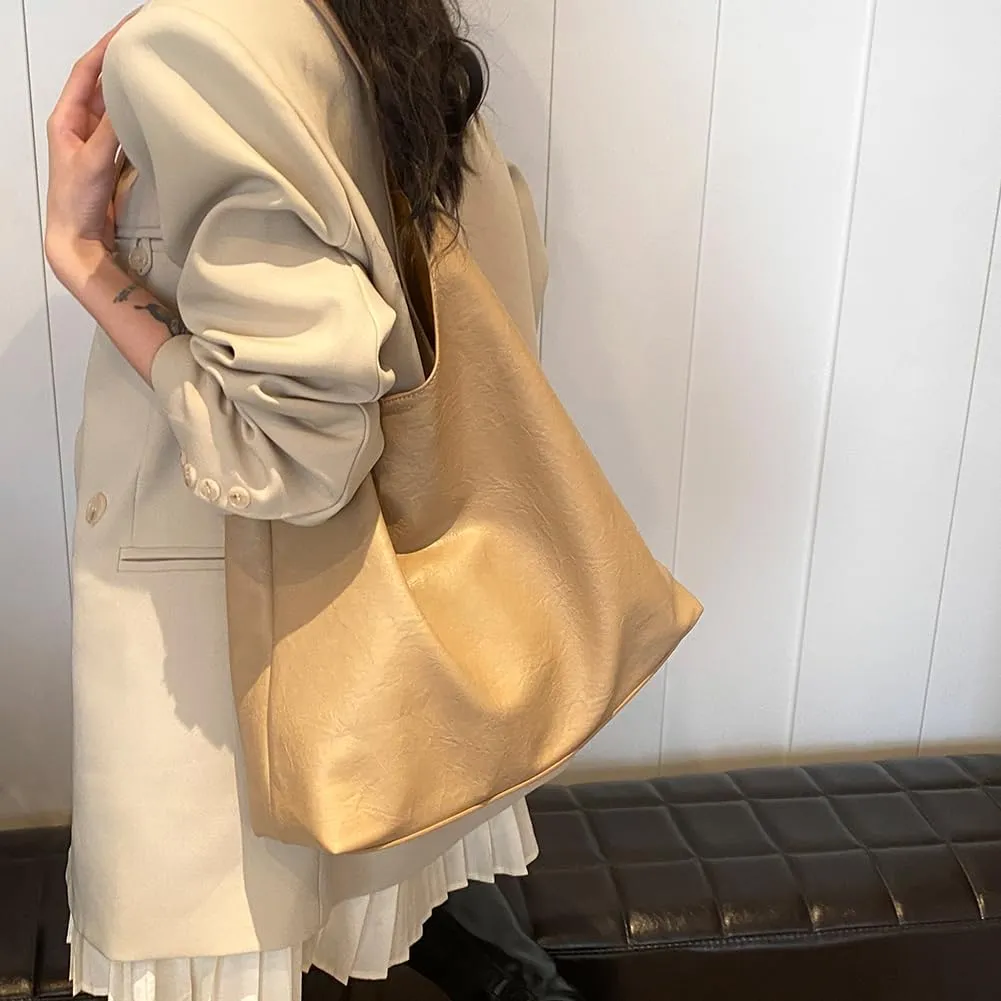 Women Fashion Shoulder Bag PU Leather Leisure Tote Handbag Large Capacity Vintage Tote Handbag Daily Bag with Purs