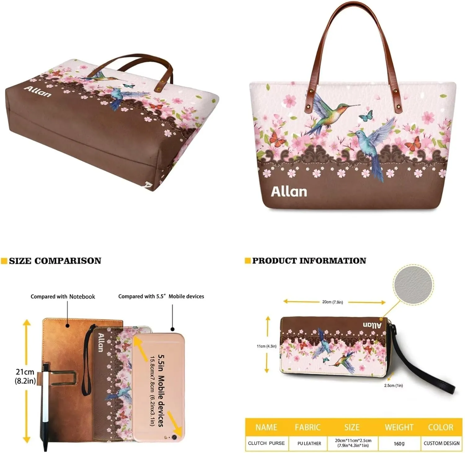 Women Handbags Wallet Tote Bag Shoulder Bag Top Handle Satchel Purse Set 2pcs