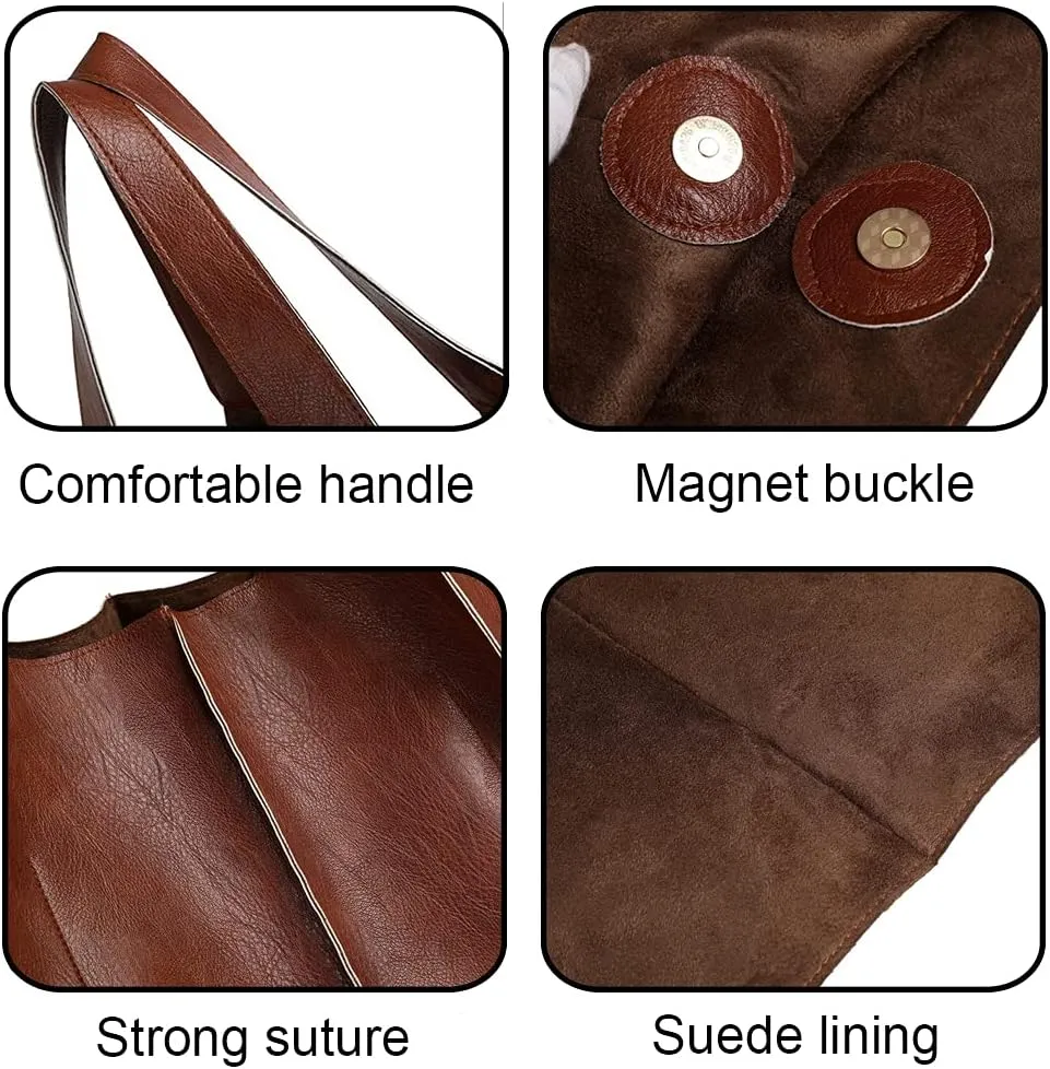 Women Shoulder Bag PU Leather Large Capacity Handbag Tote Bag Buckle Closure