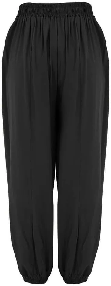 Women's Cotton Linen Baggy Harem Pants Casual Solid Drawstring Elastic Waisted Boho Yoga Hippie Gypsy Aladdin Lounge Trousers