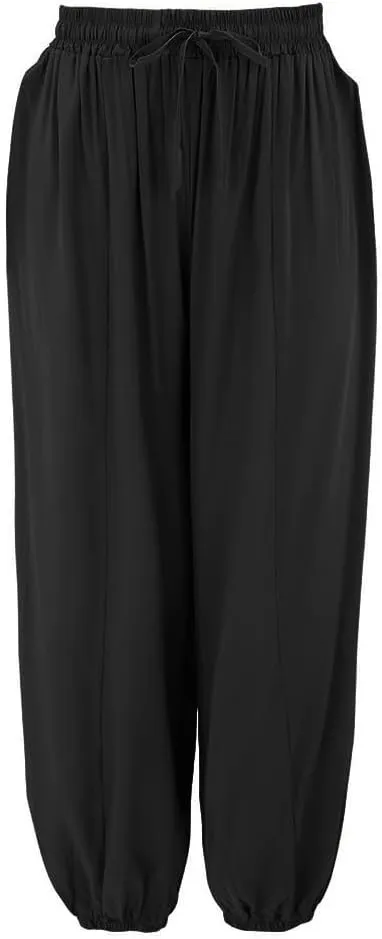 Women's Cotton Linen Baggy Harem Pants Casual Solid Drawstring Elastic Waisted Boho Yoga Hippie Gypsy Aladdin Lounge Trousers