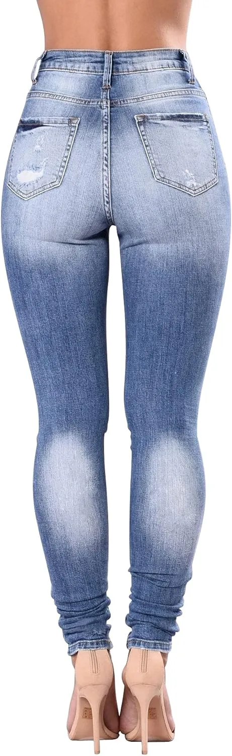Women's High Waisted Jeans for Women Distressed Stretch Jeans for Women Ripped Butt Lift Jeans Denim Pants