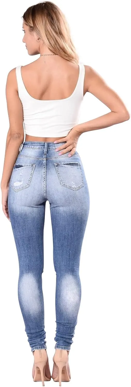Women's High Waisted Jeans for Women Distressed Stretch Jeans for Women Ripped Butt Lift Jeans Denim Pants