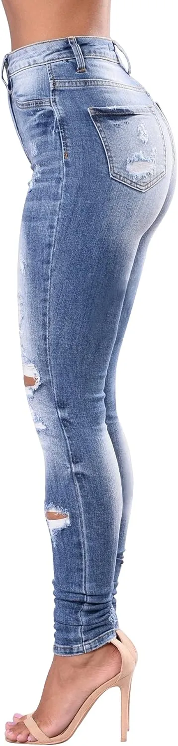 Women's High Waisted Jeans for Women Distressed Stretch Jeans for Women Ripped Butt Lift Jeans Denim Pants