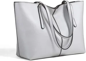 Women's Large Capacity Zipper Bag Soft Leather OL Single Shoulder Handbag Tote