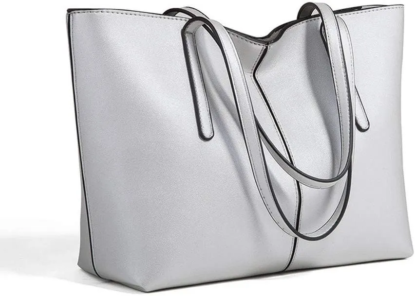 Women's Large Capacity Zipper Bag Soft Leather OL Single Shoulder Handbag Tote