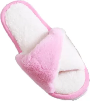 Women's Memory Foam Indoor Slippers Open Toe Lace up Slippers Plush Women's Outdoor Coral Plush Relax Winter