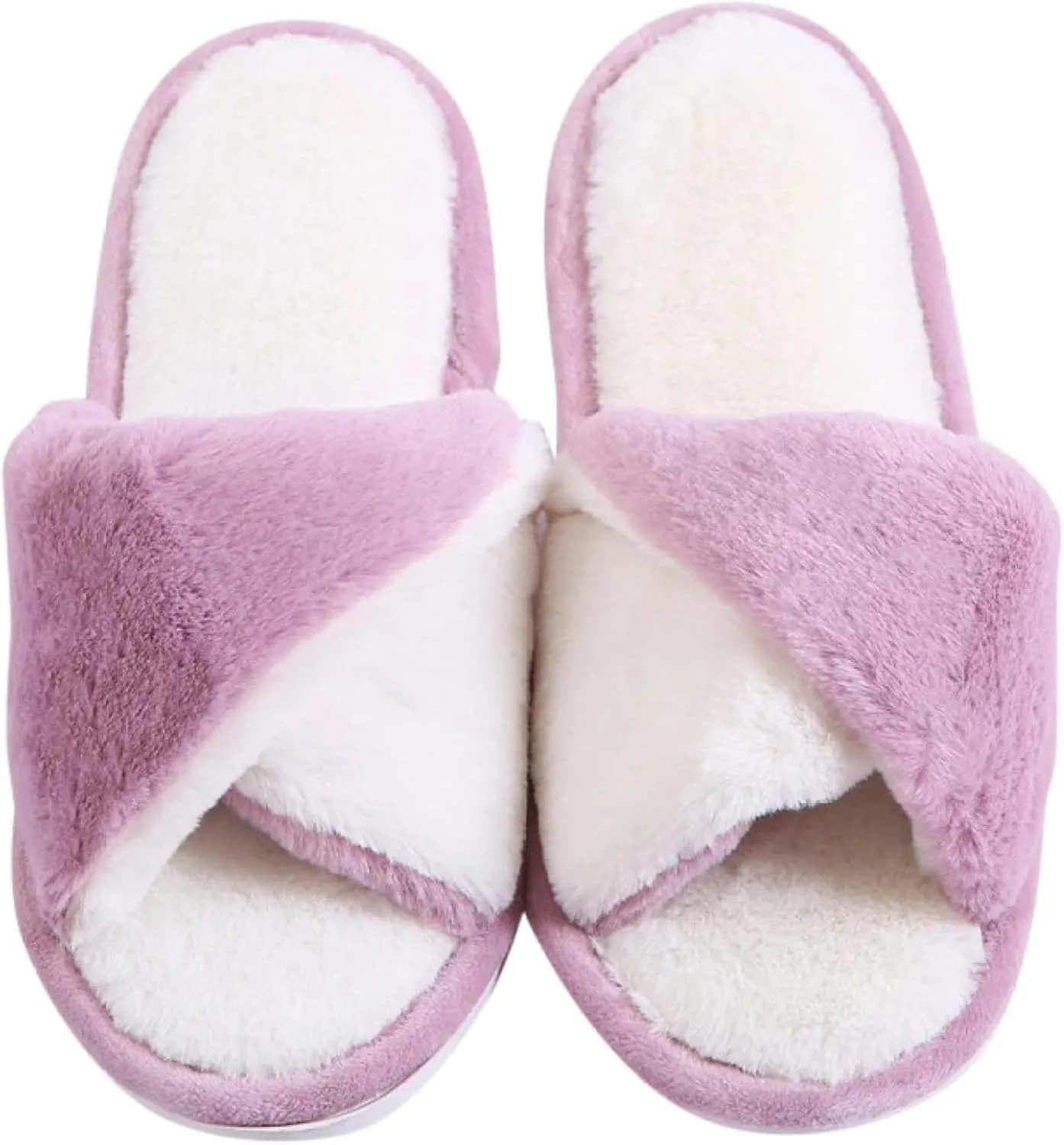 Women's Memory Foam Indoor Slippers Open Toe Lace up Slippers Plush Women's Outdoor Coral Plush Relax Winter