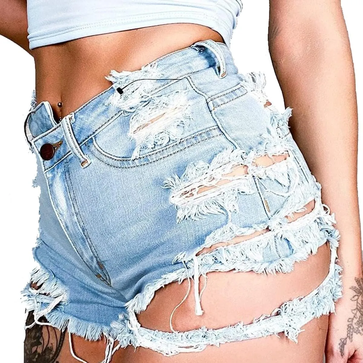 Women's Ripped Distressed Skinny Denim Shorts Sexy Ripped Jean Hot Pants Shorts for Women