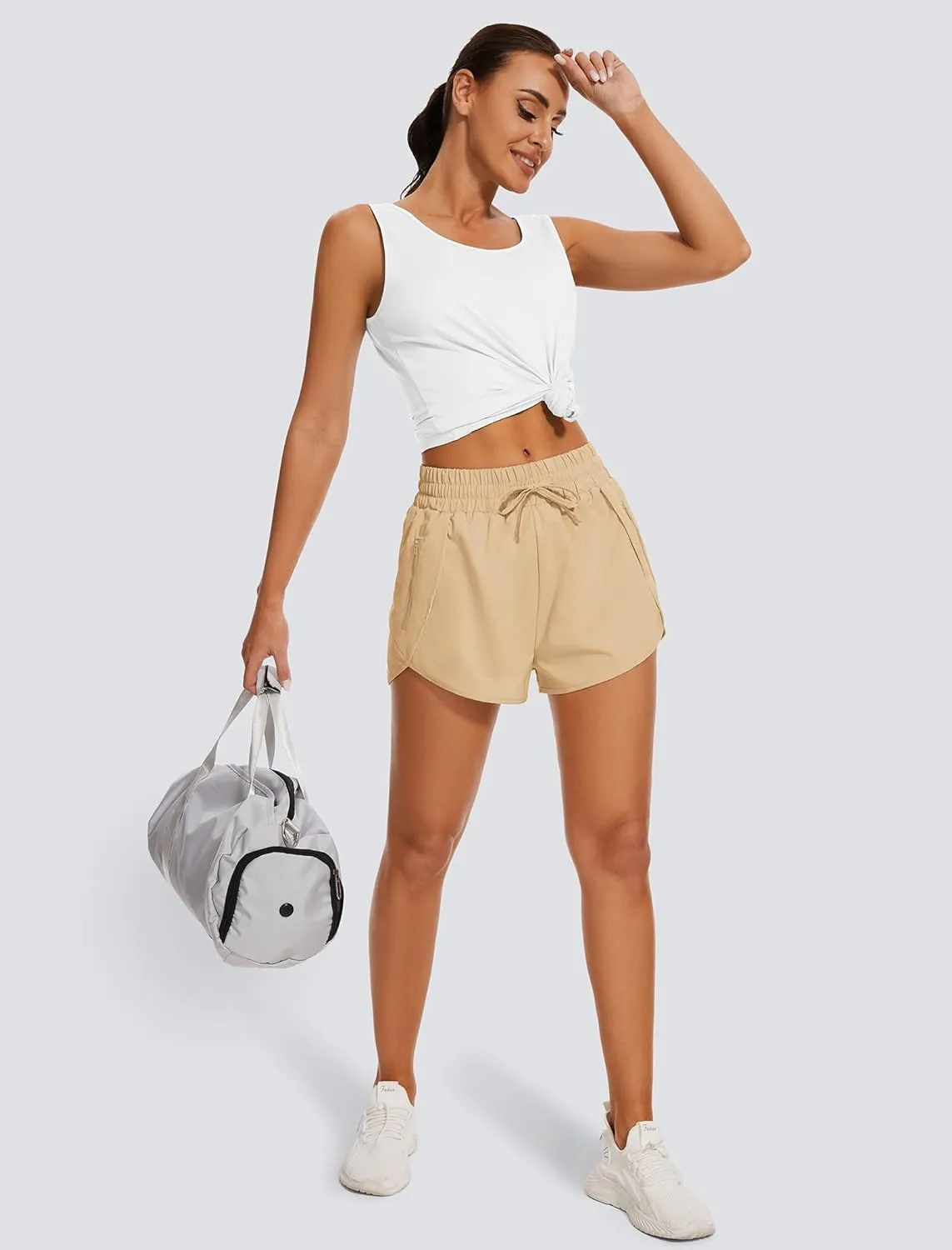 Women's Running Shorts High Waisted Quick Dry Athletic Shorts Sports Workout Gym Track Drawstring Shorts with Pockets