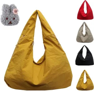 Women's Solid Color Textured Draped Tote Bag,Big Capacity Minimalist Versatile Shoulder Bag,Versatile Shoulder Bag