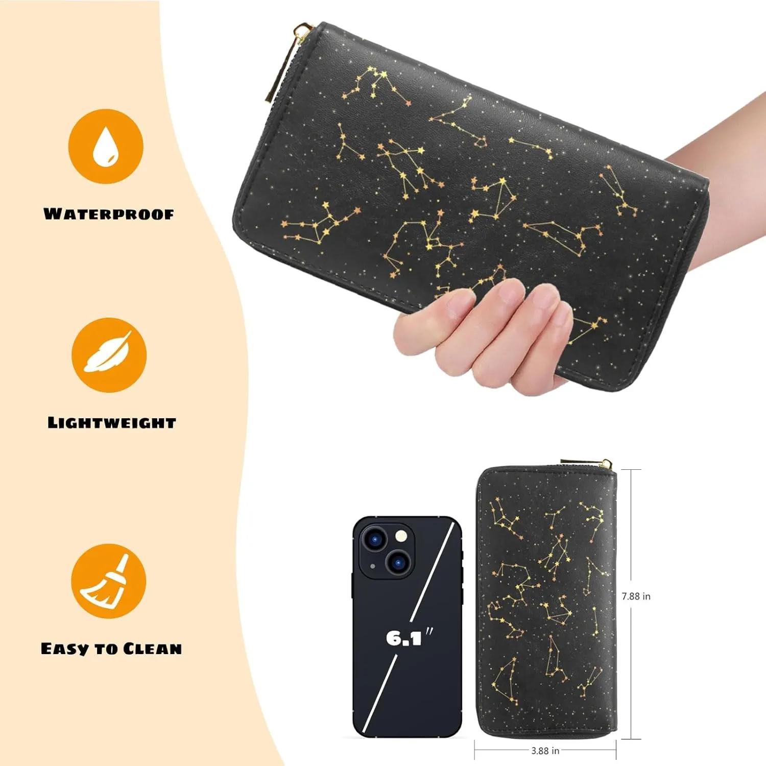 Womens Wallet PU Leather Long Purse Credit Card Clutch with Zipper Coin Purse