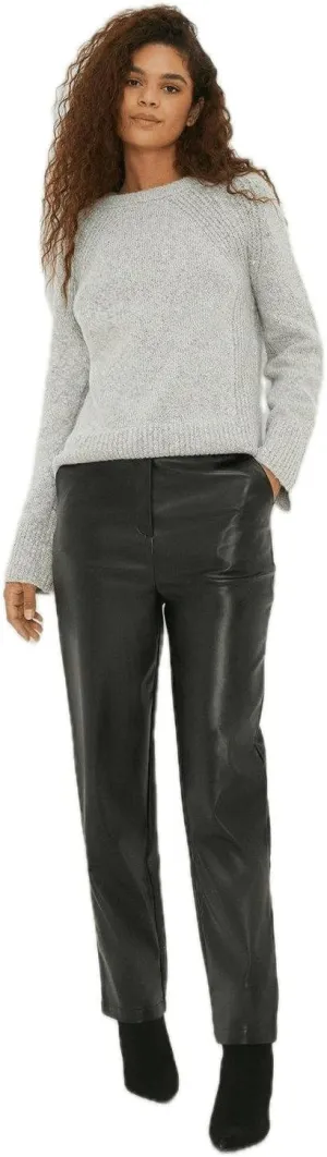 Womens/Ladies Faux Leather Tall Ankle Grazer Trousers