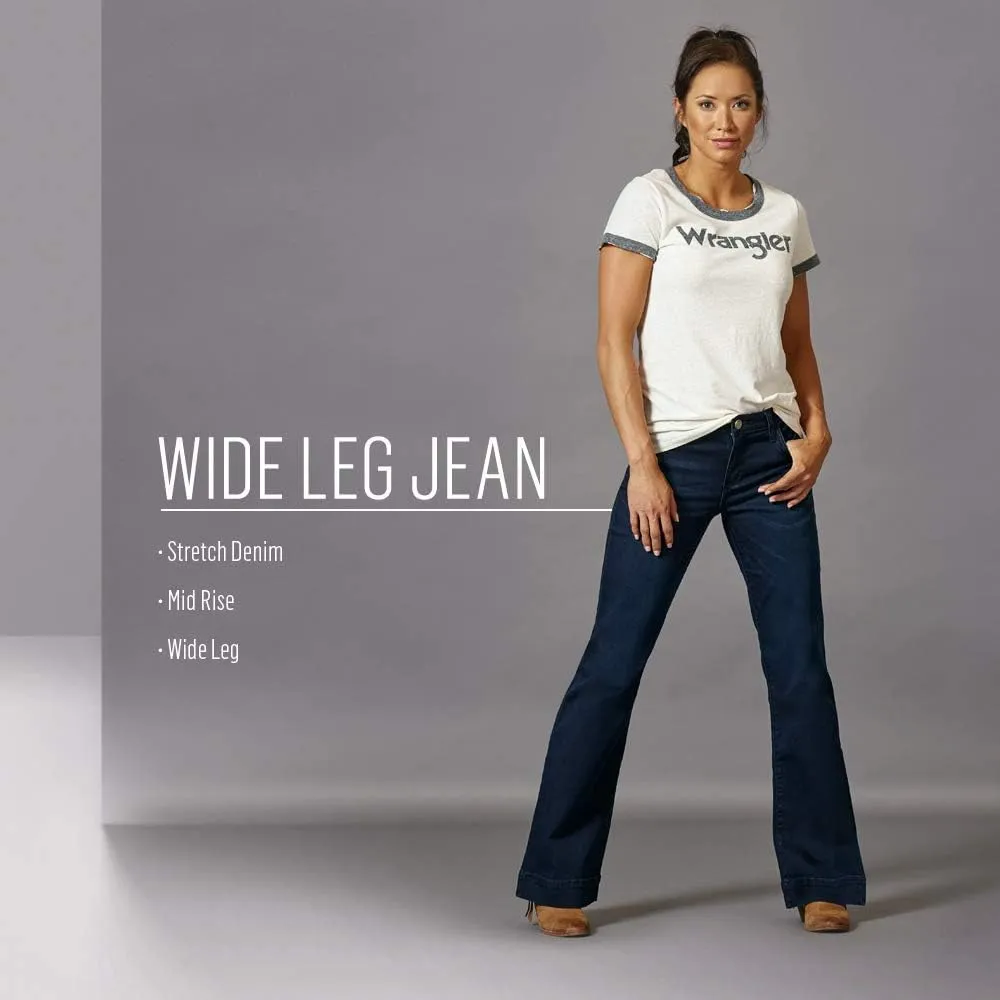 Wrangler Women's Retro Mae Mid Rise Wide Leg Trouser Jeans