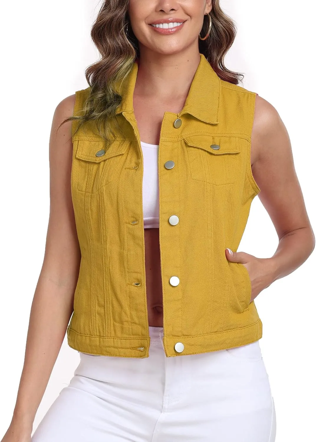 Xeoxarel Women's Denim Vest, Sleeveless Jean Jacket (XS-XXL)