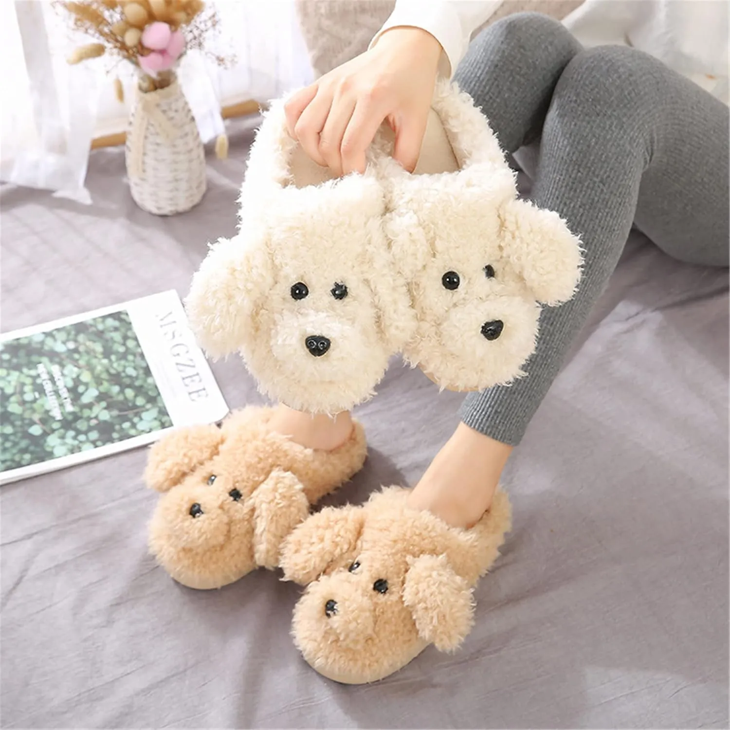 YILANLAN Women's Cartoon Animal Dog Home Cute Slippers - Warm Winter Slippers