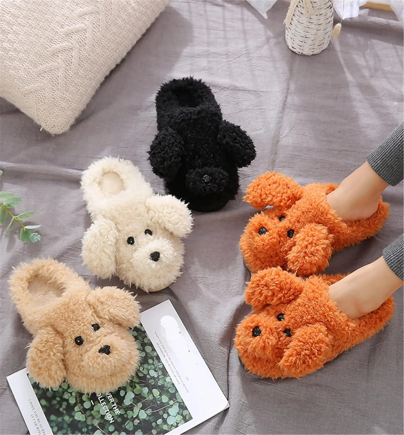 YILANLAN Women's Cartoon Animal Dog Home Cute Slippers - Warm Winter Slippers