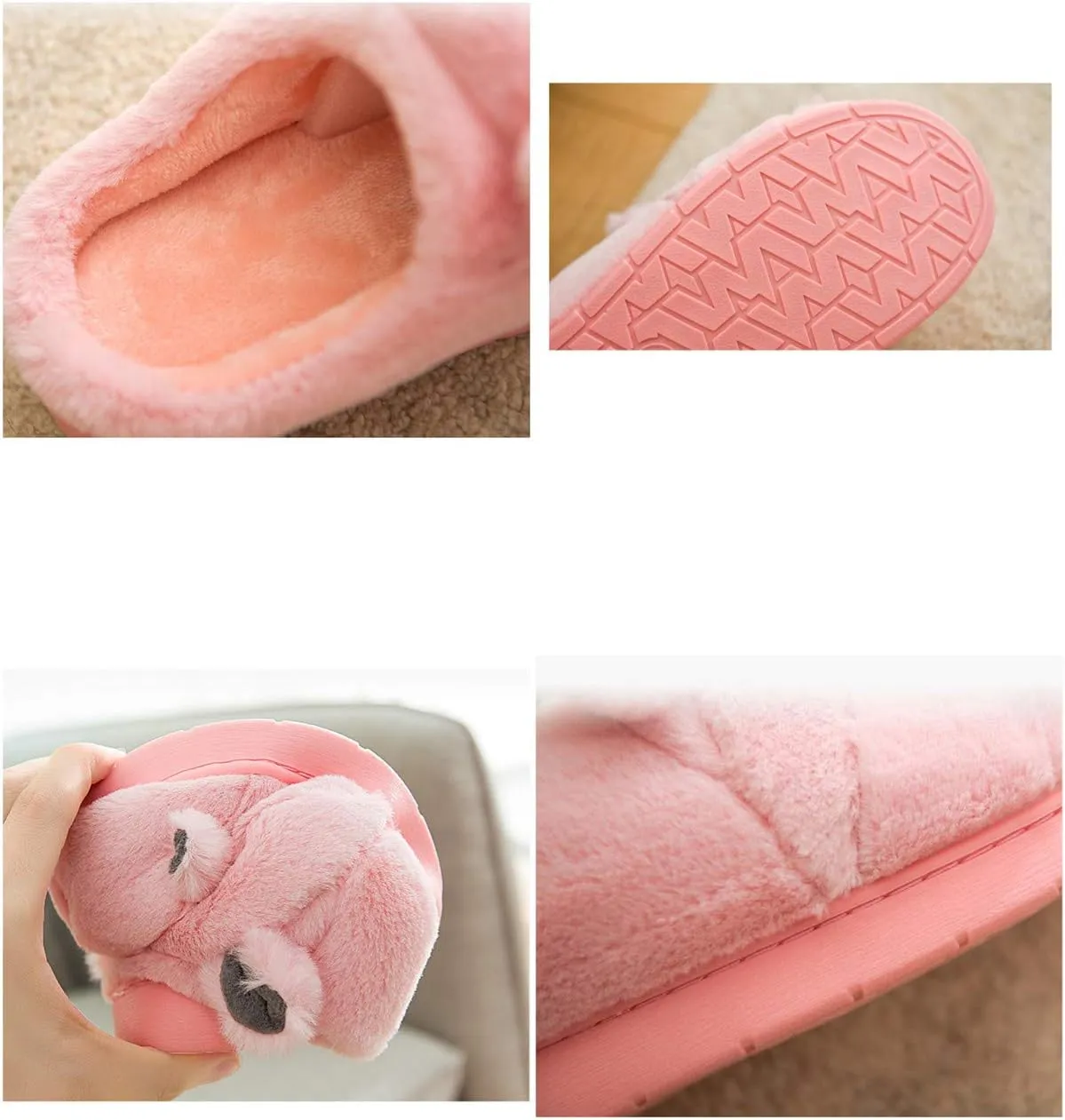 YILANLAN Women's Cartoon Animal Hippo Slippers - Winter Warm Furry Cute Home Slippers