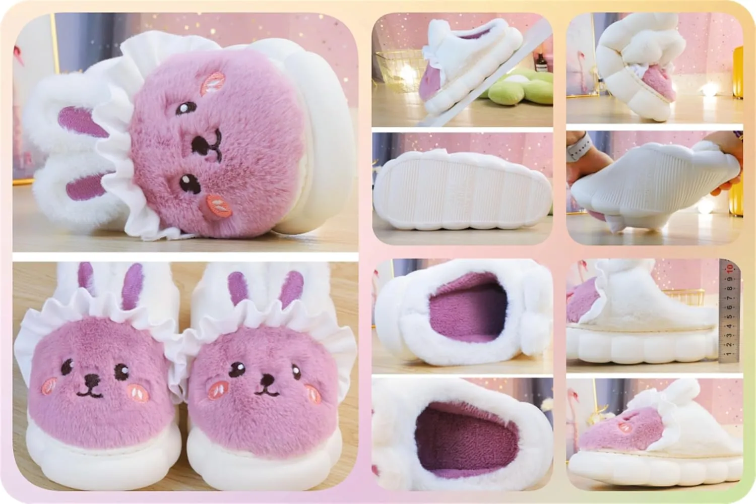 YILANLAN Women's Cute Animal Slippers - Funny Cartoon Winter Plush Thick Soled Slippers