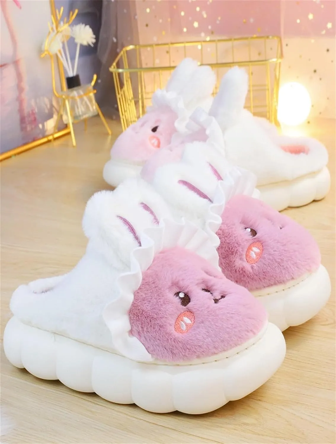 YILANLAN Women's Cute Animal Slippers - Funny Cartoon Winter Plush Thick Soled Slippers