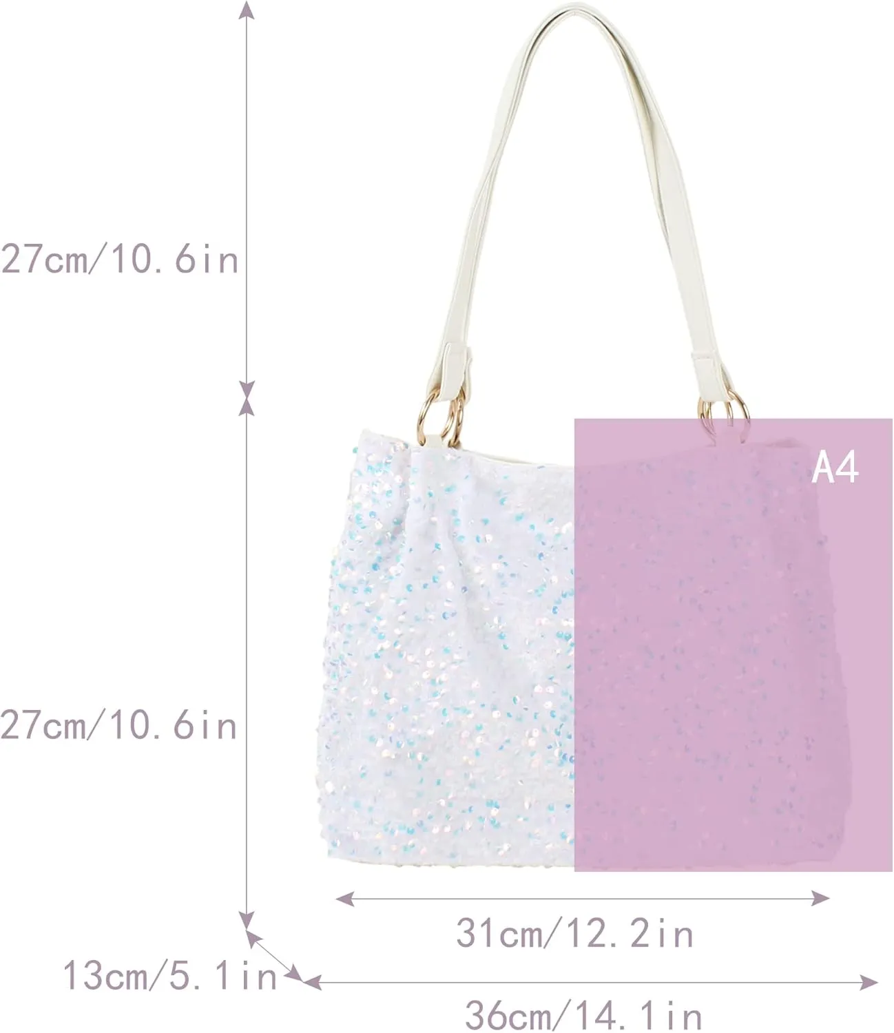 ZLM BAG US Women's Glitter Sequins Shoulder Tote Big Capacity Shimmer Shopping Bag Sparkling Handbag Purse